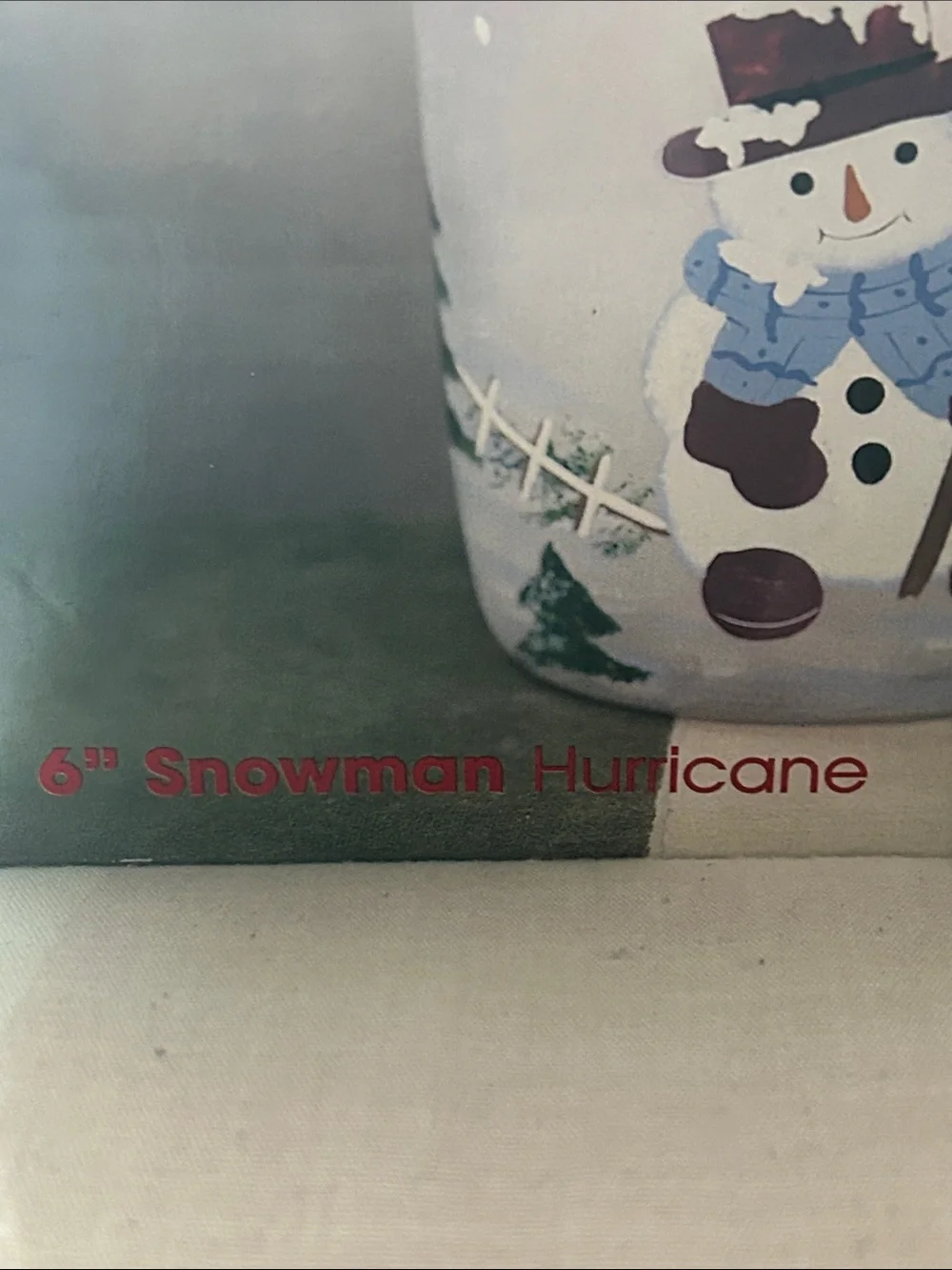 6” Frosted Snowman Hurricane- Blue/White Brand New in Box